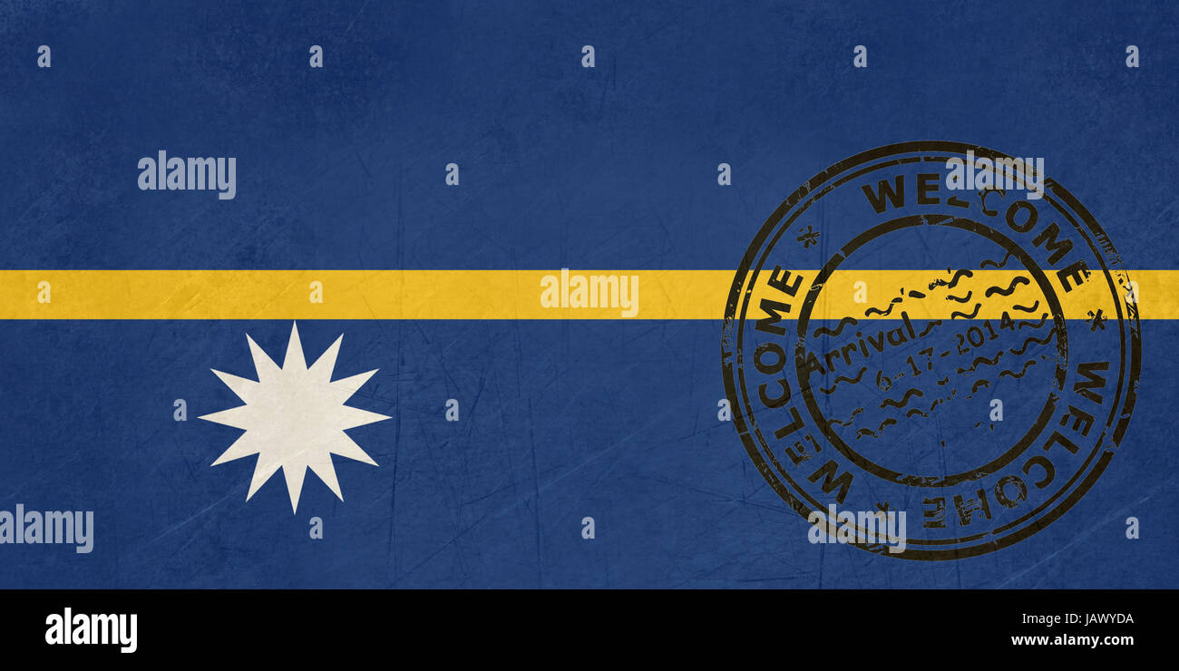 Welcome To Nauru Flag With Passport Stamp Stock Photo - Alamy