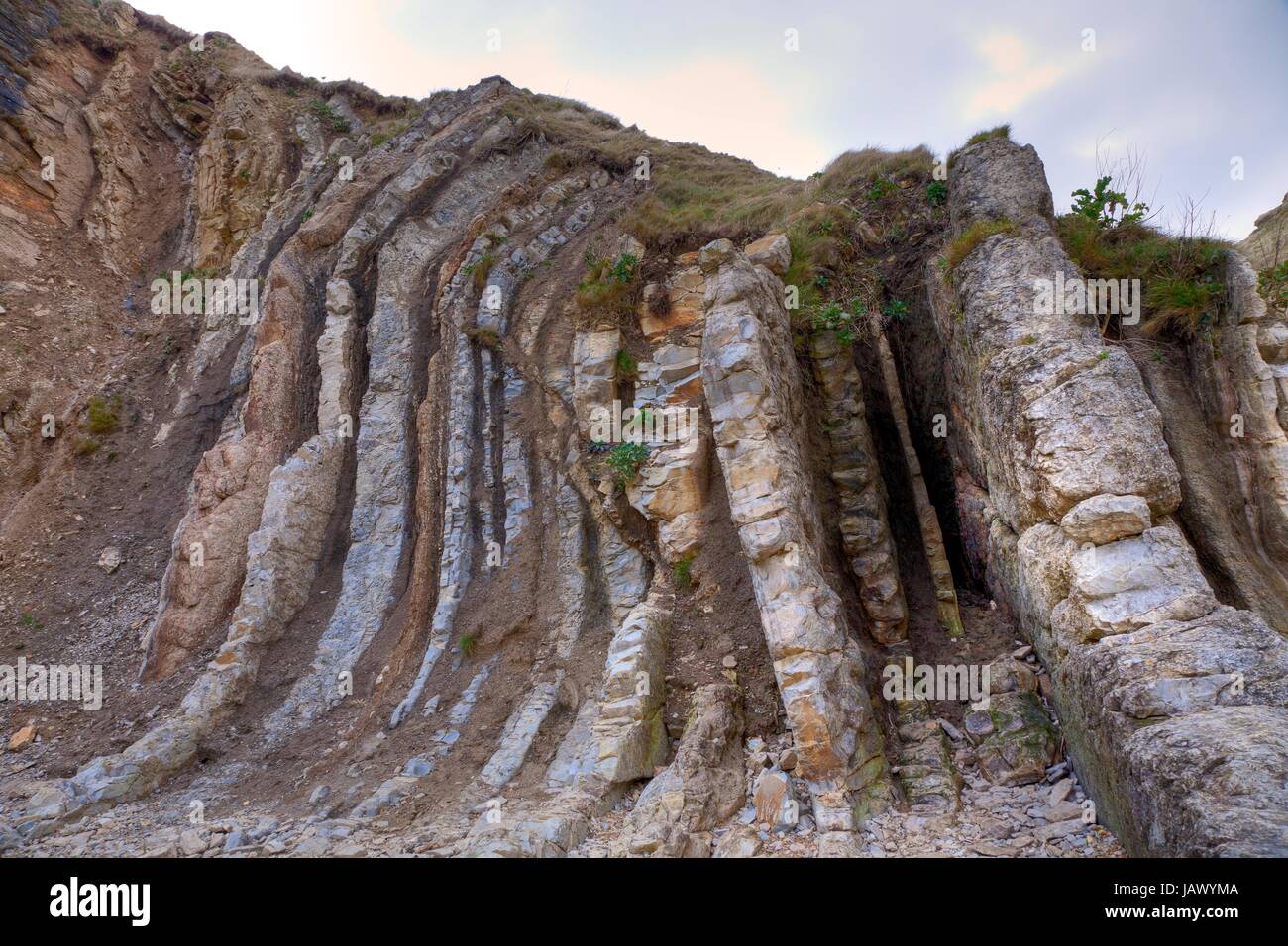 Rock formation at Man o' War Cove near Durdle Door on the Jurassic Coastline, Dorset, England. Stock Photo