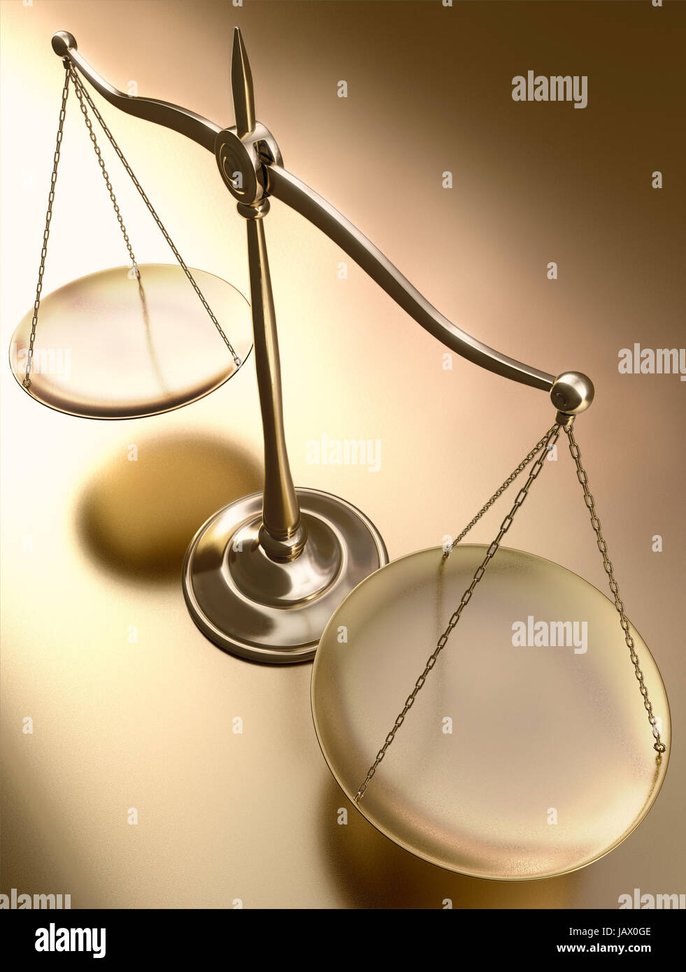 Golden balance in perspective view. Stock Photo