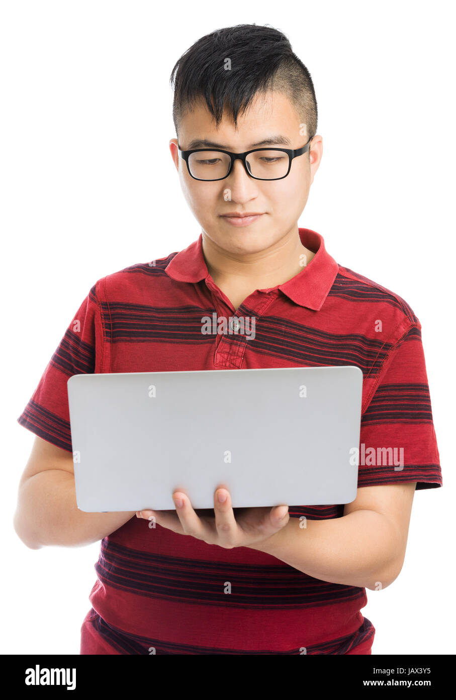 Asian man with computer Stock Photo - Alamy