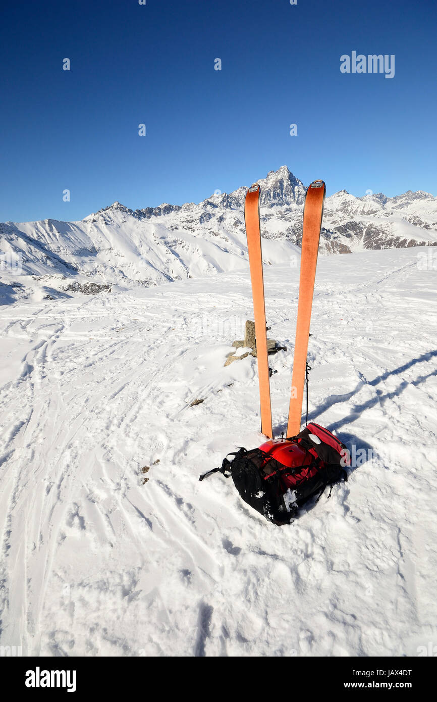 Back country ski in scenic alpine backgrounds Stock Photo Alamy