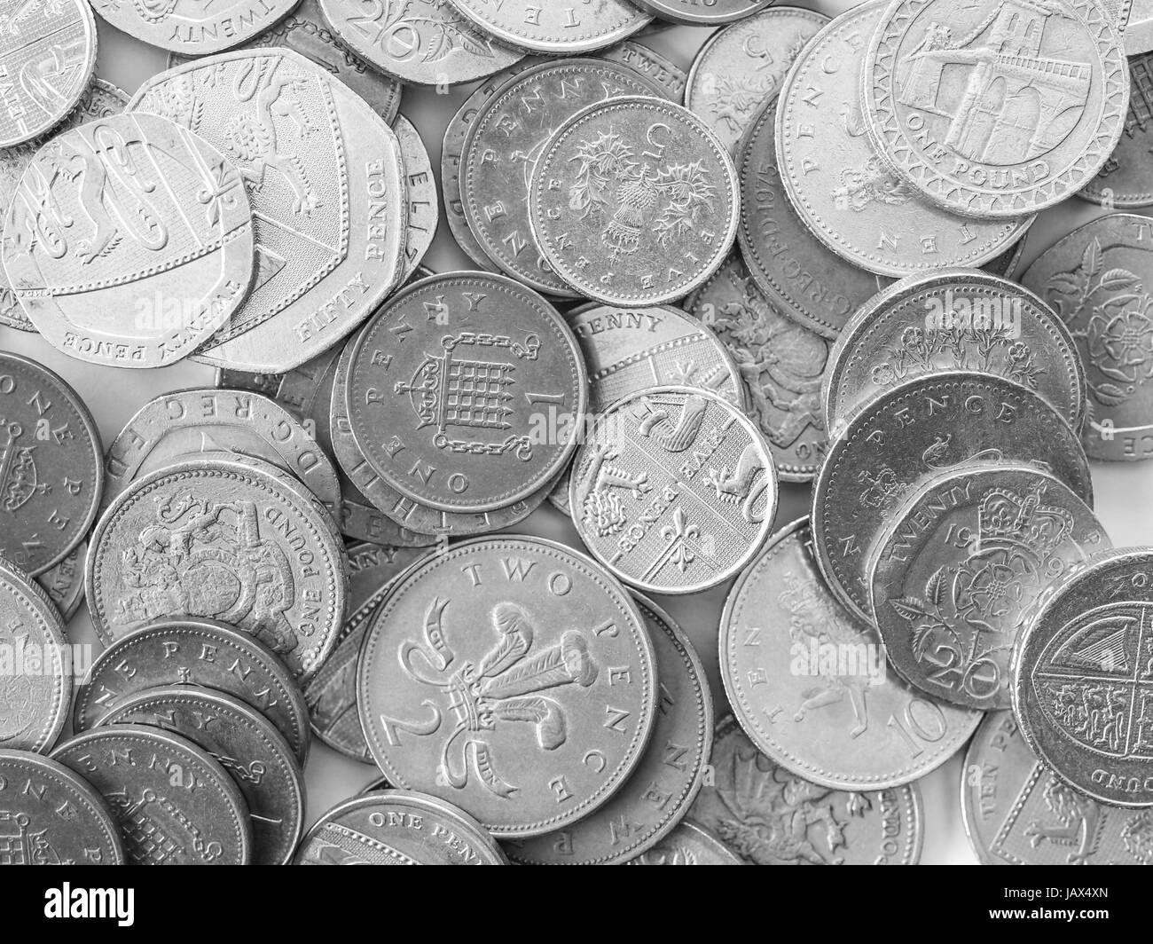 Macro image of British pound coins money Stock Photo