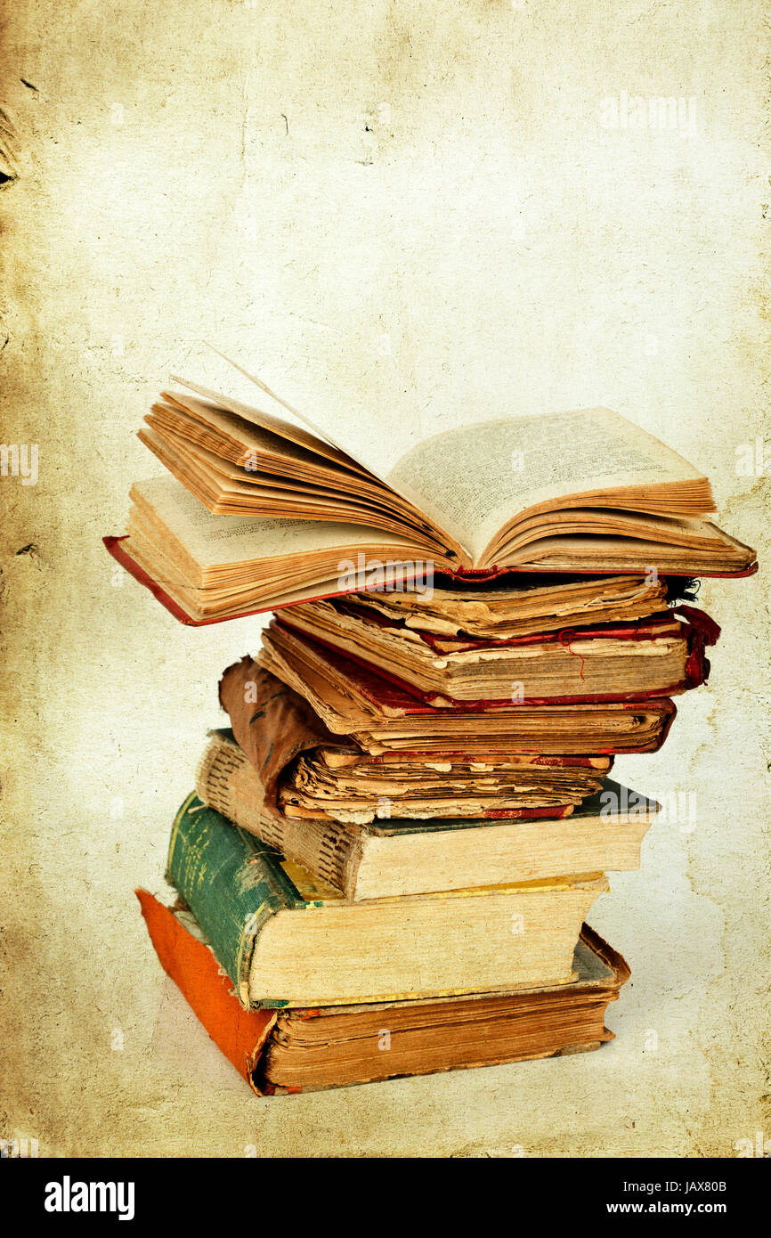 Vintage photo pile of old books Stock Photo - Alamy