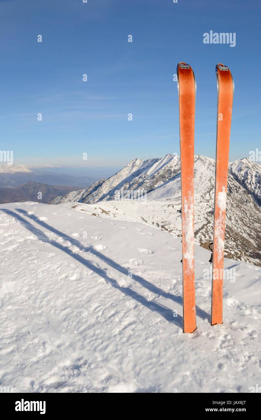 Back country ski in scenic alpine backgrounds Stock Photo Alamy