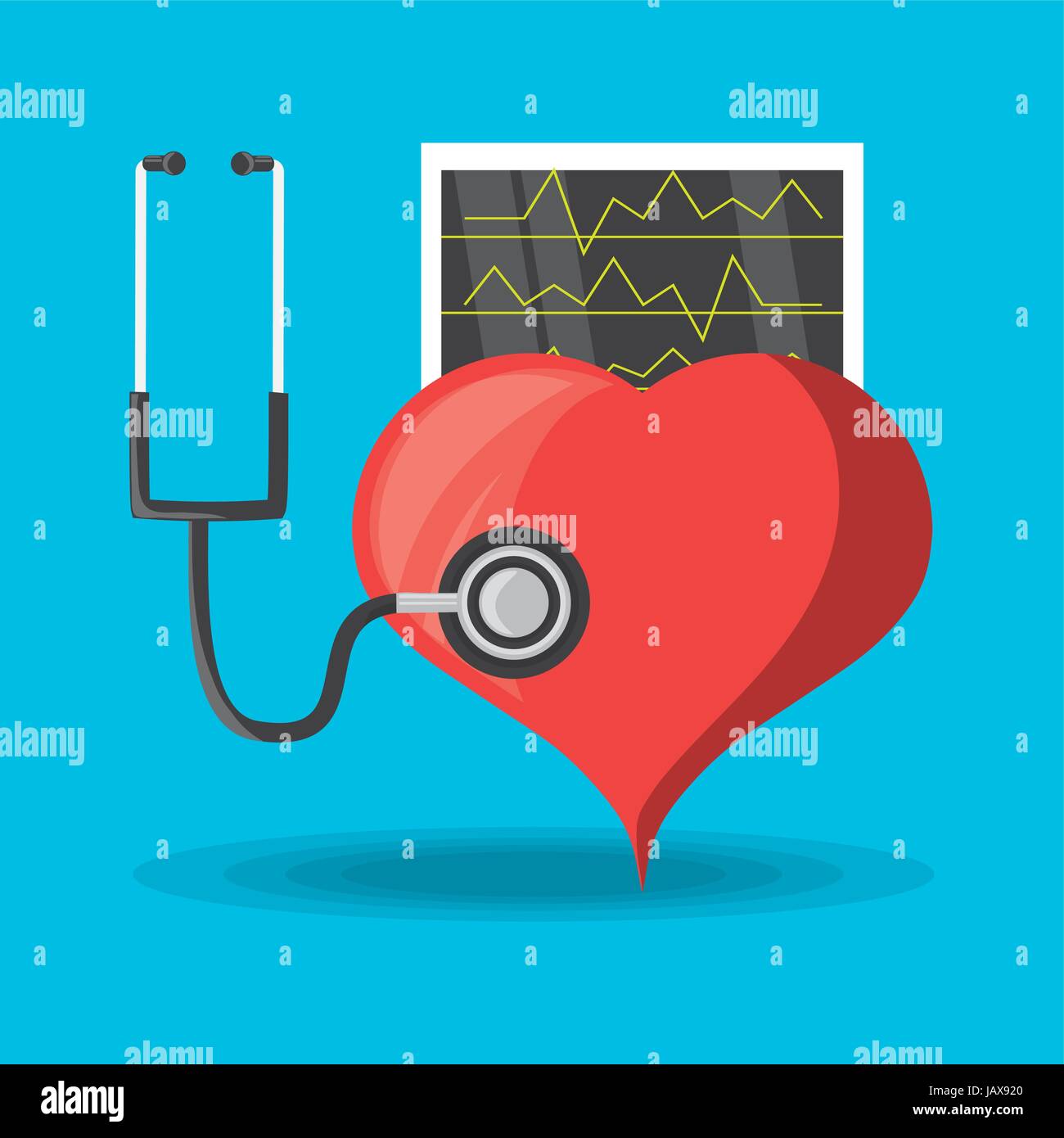 stethoscope check to heart and review cardiac rhythm Stock Vector Image