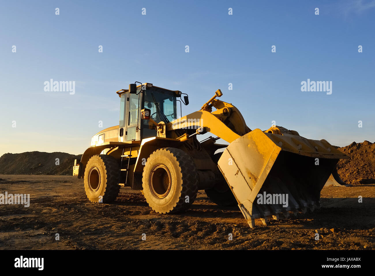 wheeled excavator on the construction site Stock Photo