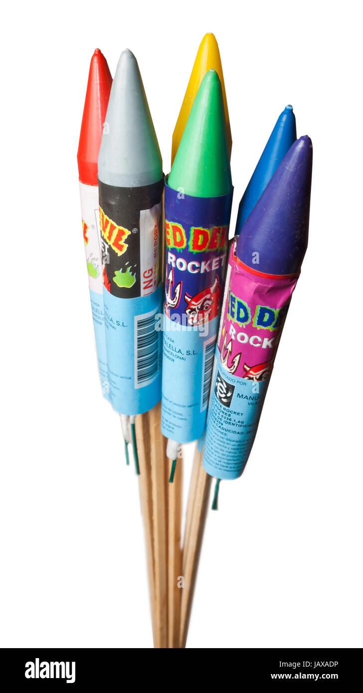 set of fireworks rockets Stock Photo Alamy