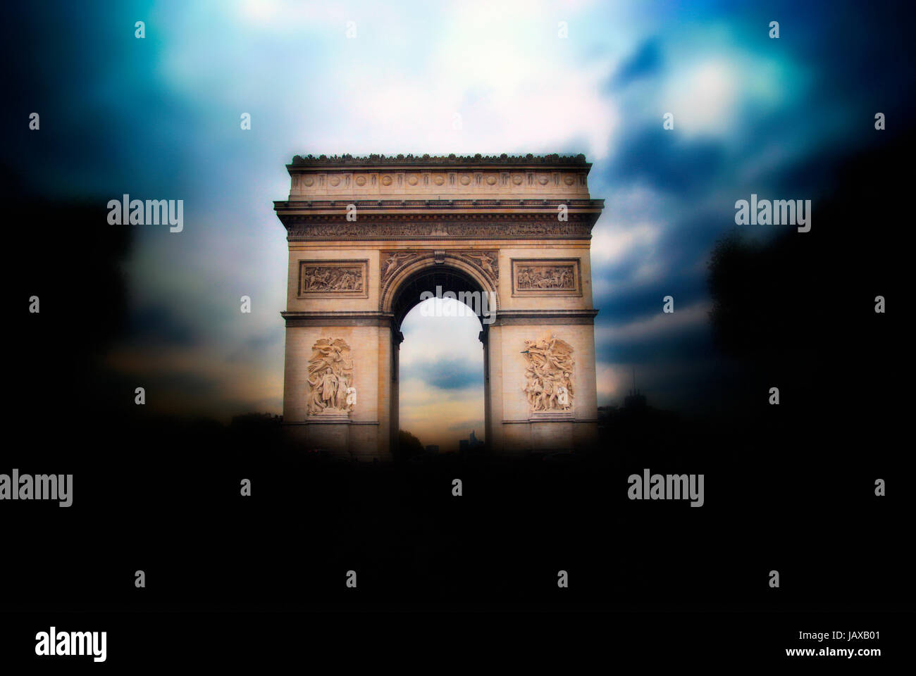 Monumental Landmark Arch De Triumph in Paris - France Stock Photo