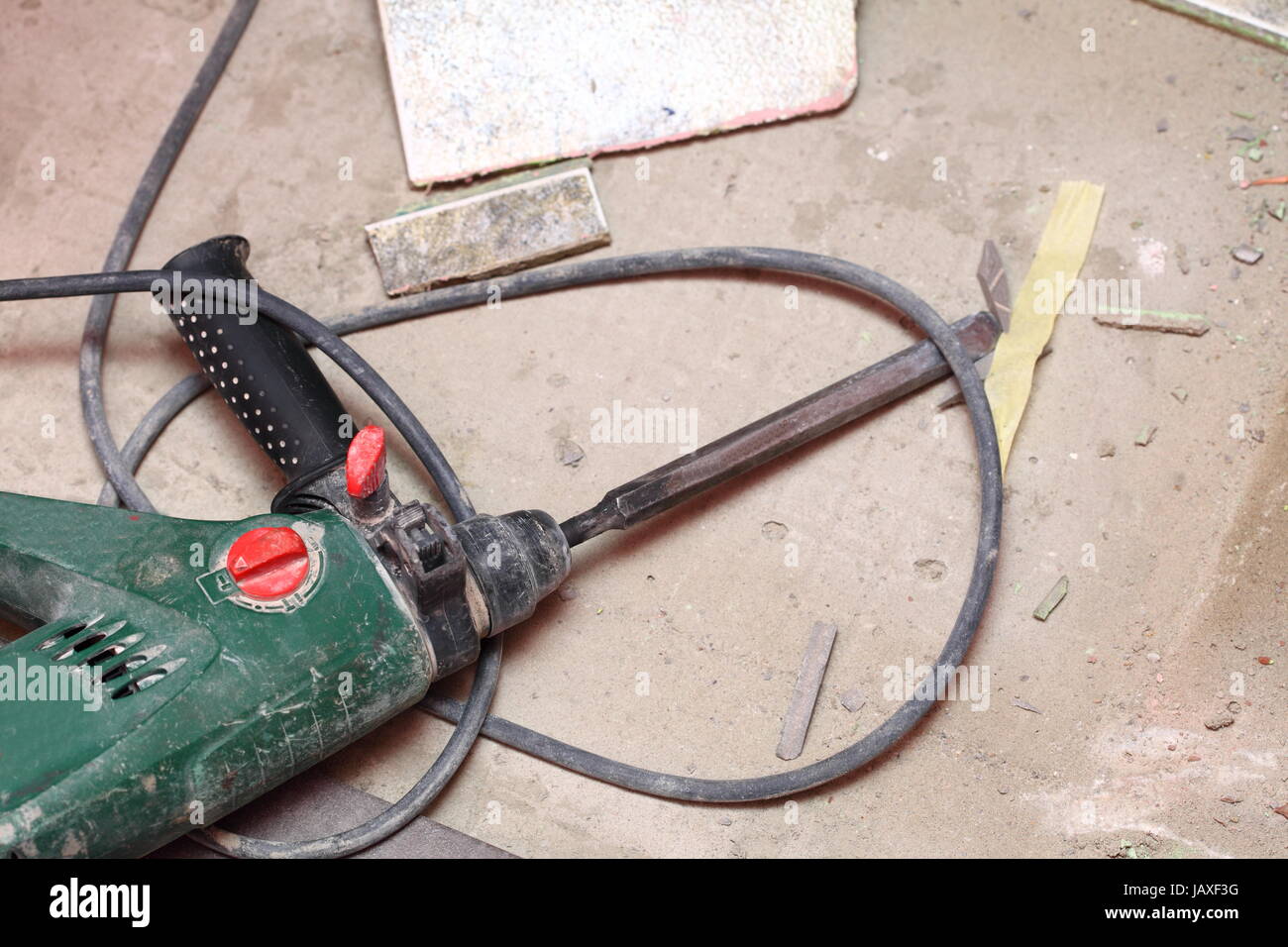 demolition hammer mason manual work floor tool Stock Photo Alamy