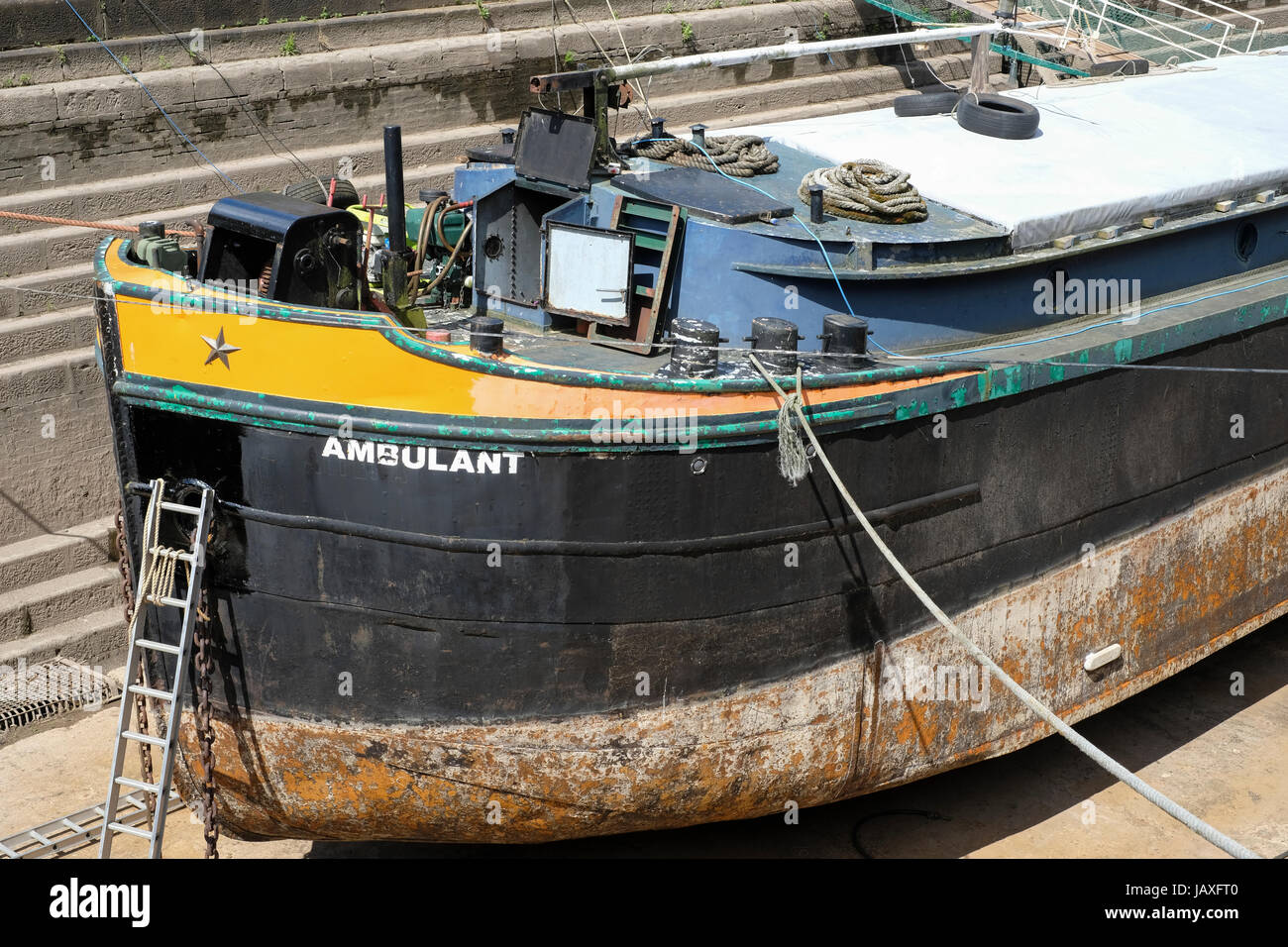 MV Ambulant in dry dock in Gloucester Stock Photo - Alamy