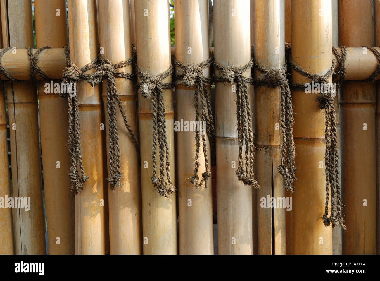 traditional old style grunge Asian bamboo fence background Stock Photo