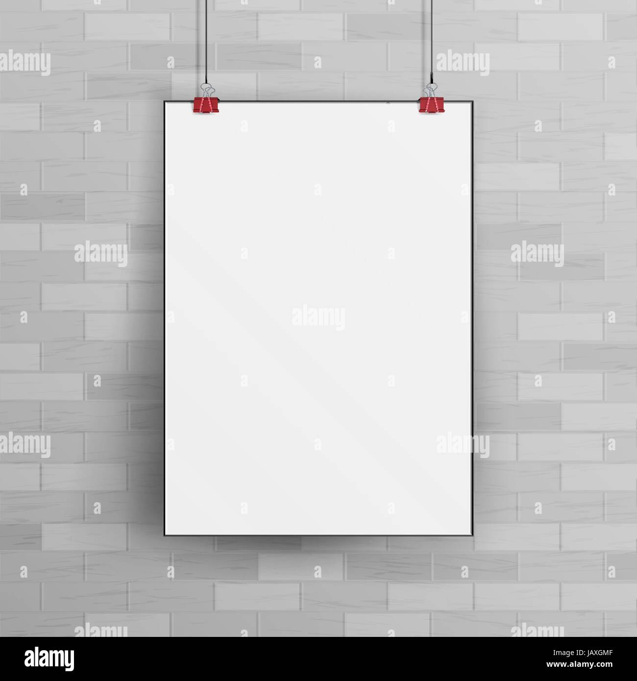 White Blank Paper Wall Poster Mock up Template Vector Illustration