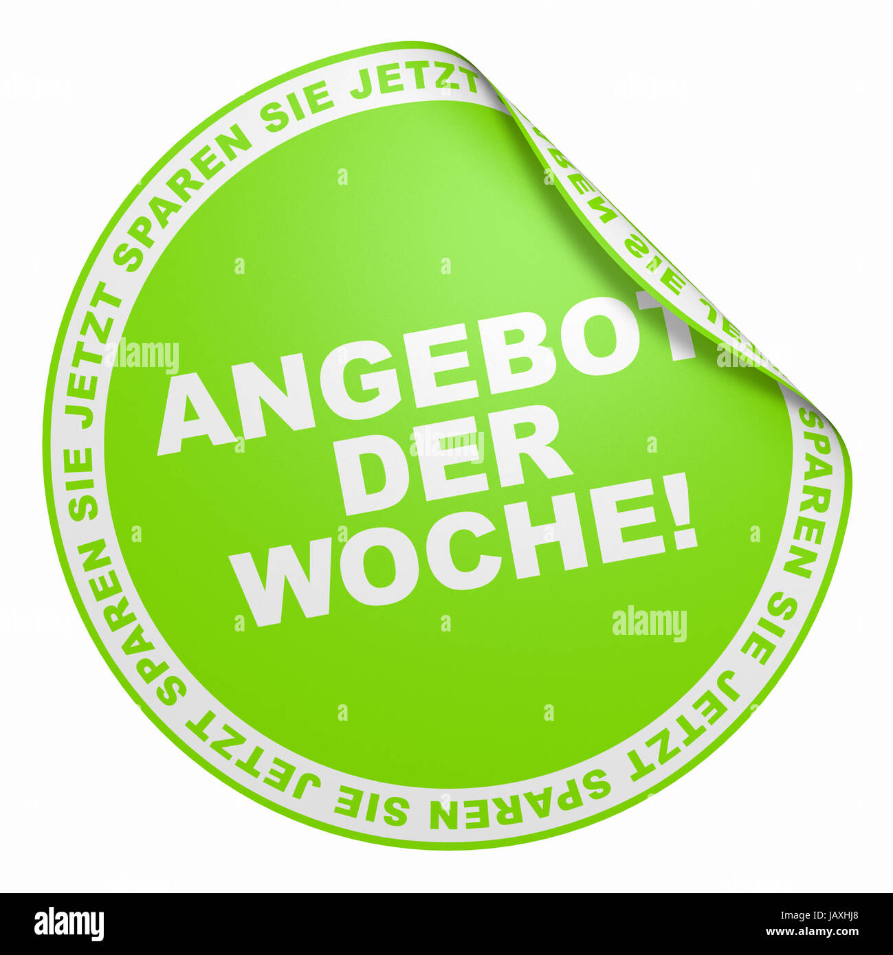 3D Aufkleber Hellgrün - Angebot der Woche! Stock Photo