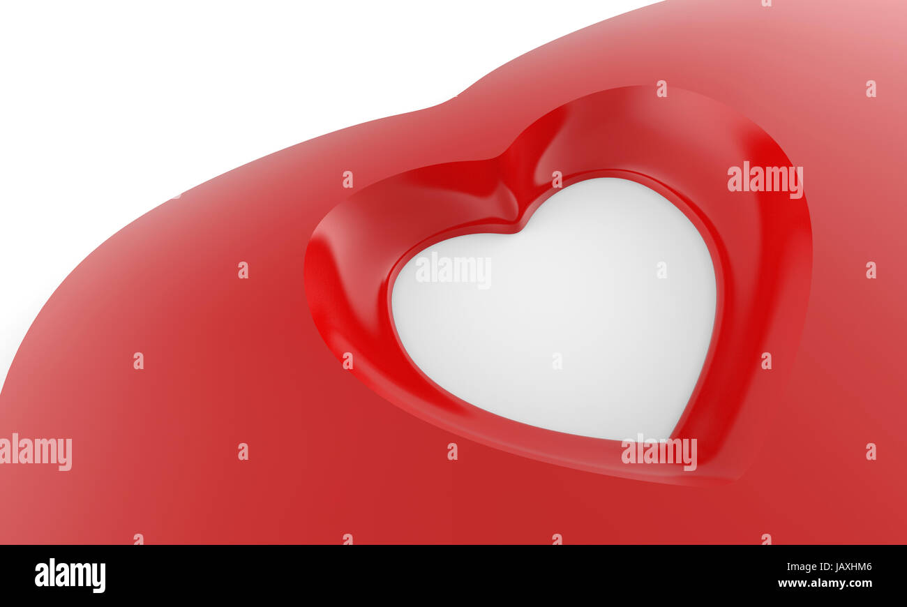 3D Herz Flyer Quadratisch - Rot Weiß 2 Stock Photo