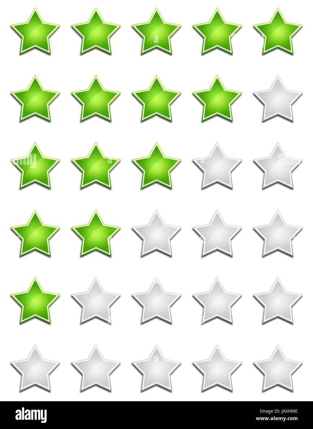 Fünf Sterne Bewertungssystem - Grün Grau Stock Photo