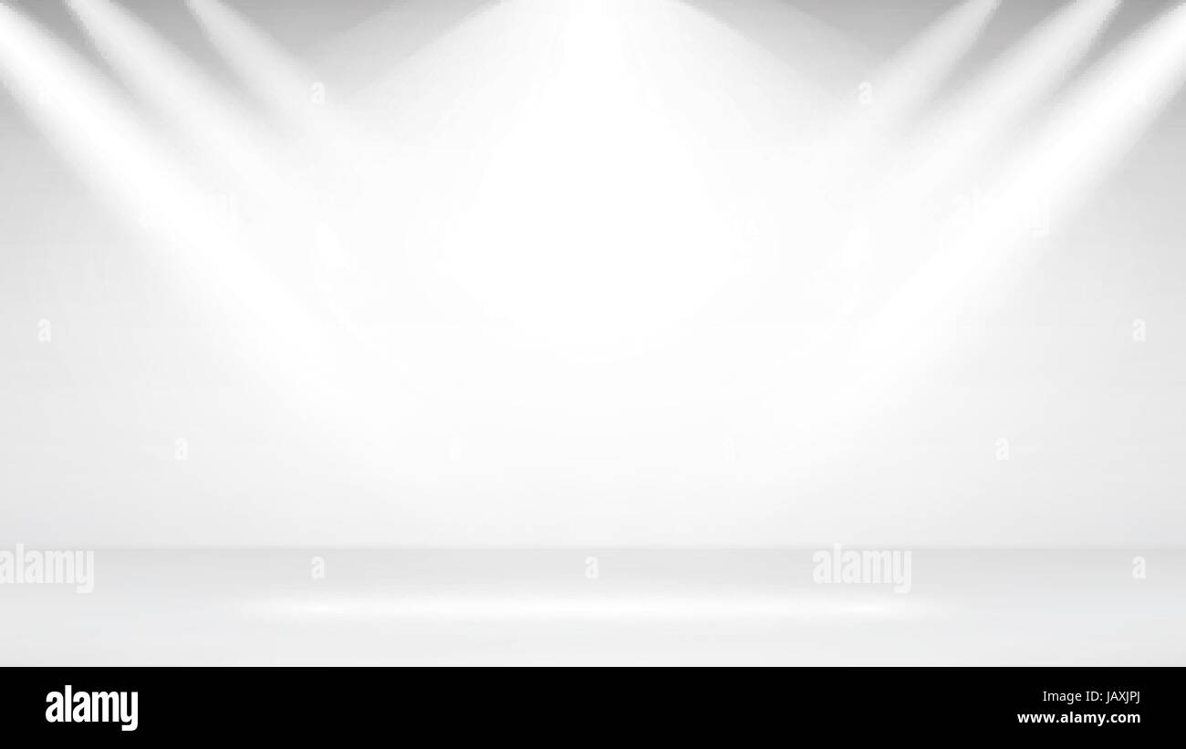 Photo Studio Room. Empty White Interior. Realistic Spotlight Lamps ...