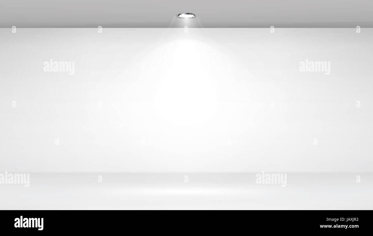 Photo Studio Room. Empty White Interior. Realistic Spotlight Lamps ...