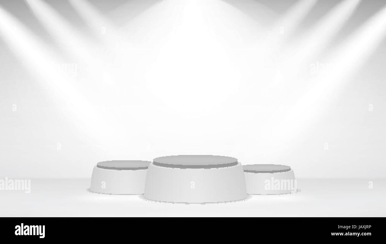 Empty White Photo Studio Interior Background. Realistic Spotlight ...