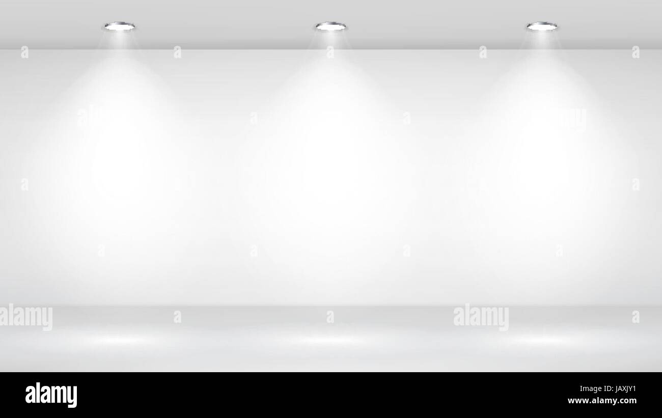 Empty White Photo Studio Interior Background. Realistic Spotlight ...