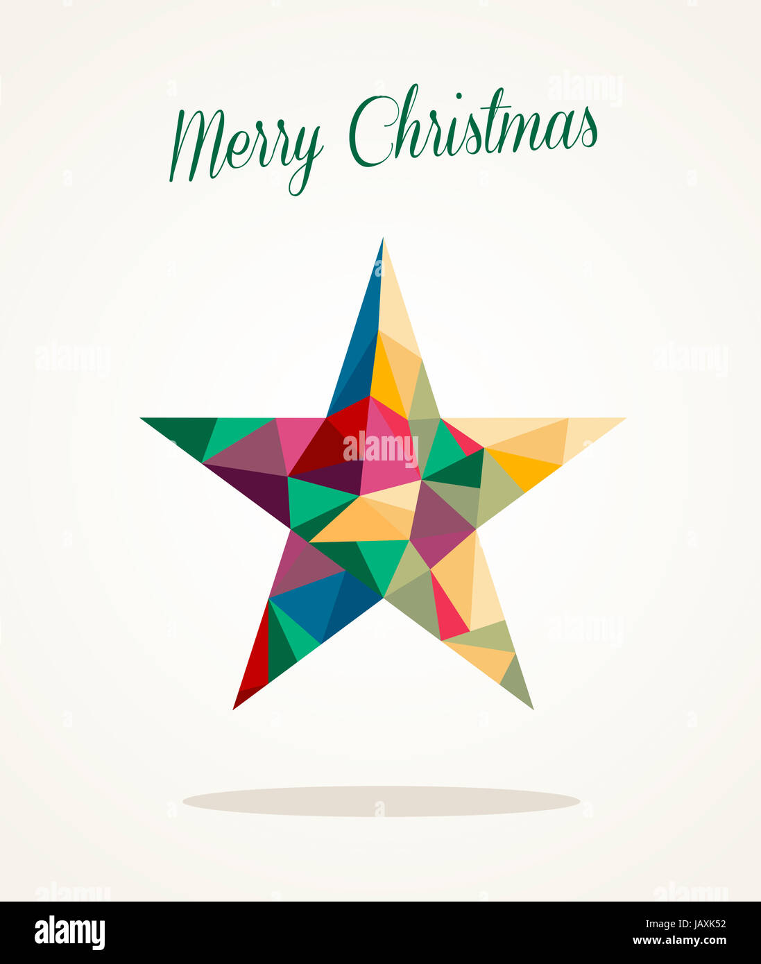 Colorful abstract Merry Christmas star shape triangle composition. EPS10 vector file organized in layers for easy editing. Stock Photo