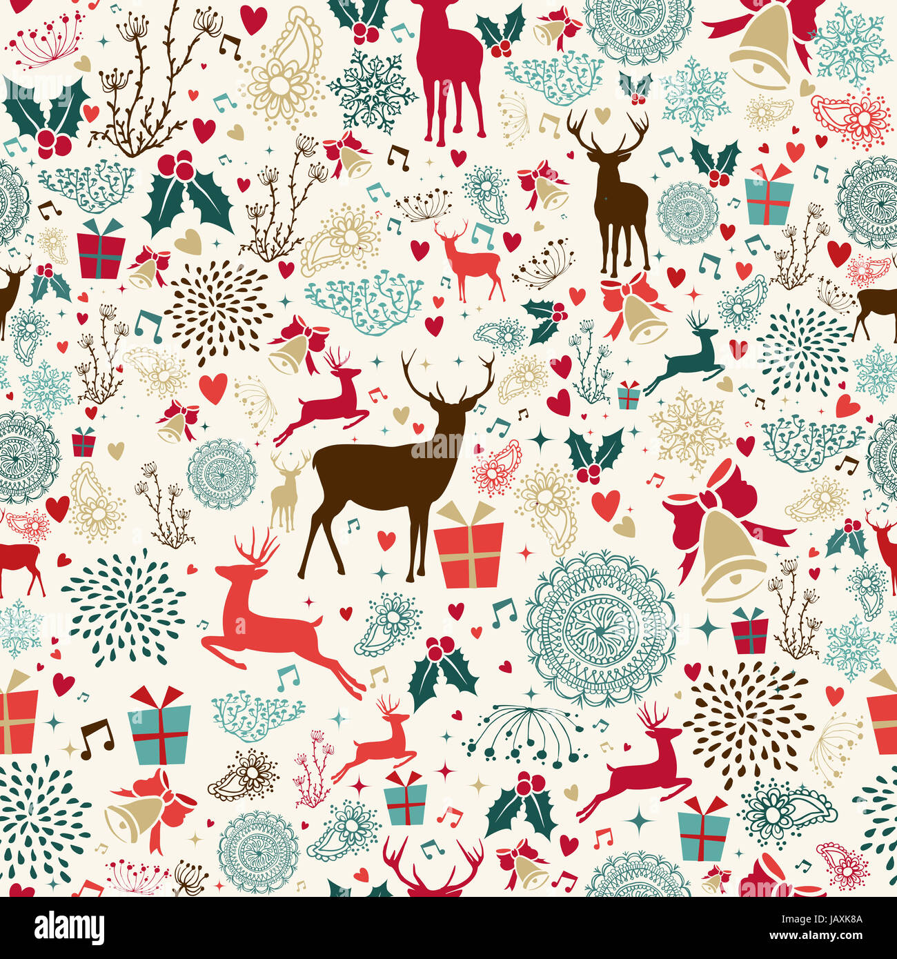 Vintage Christmas elements seamless pattern wrapping background. EPS10 ...
