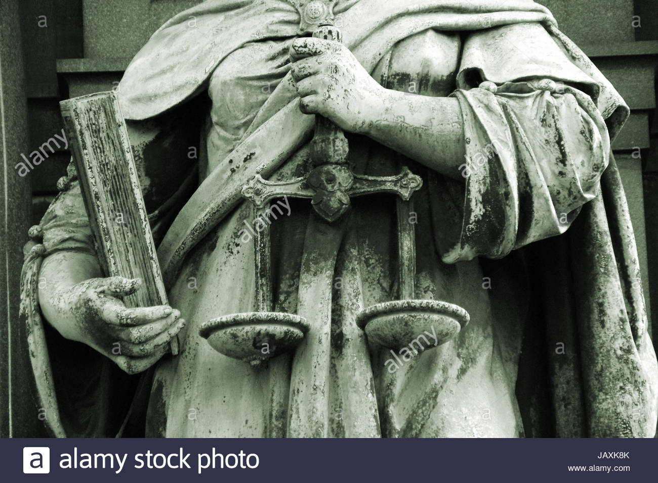 justitia holding the scales of justice as a symbol  of equality before the law Stock Photo