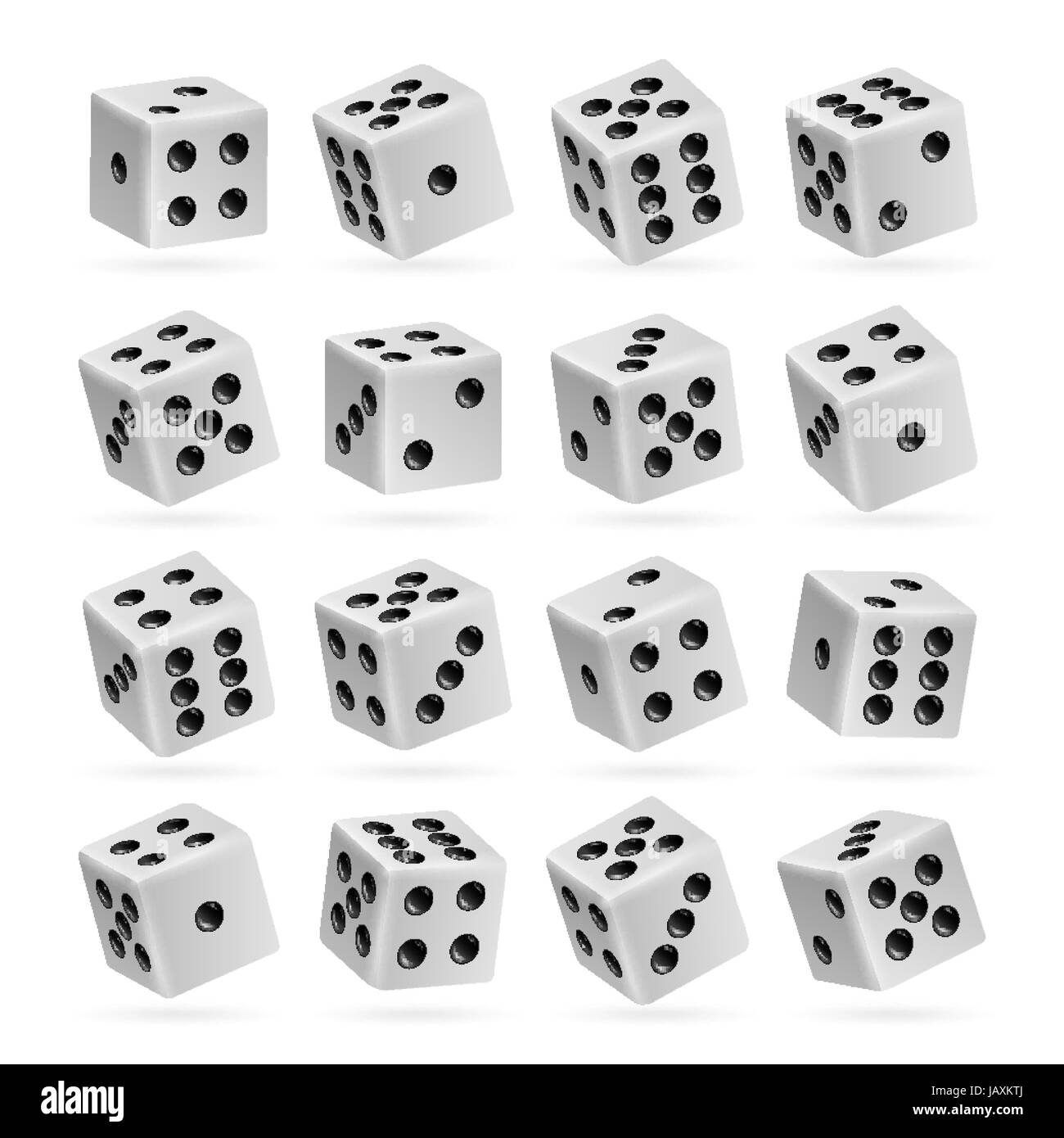 Playing Dice Vector Set. 3d Realistic Cubes With Dot Numbers. Good For