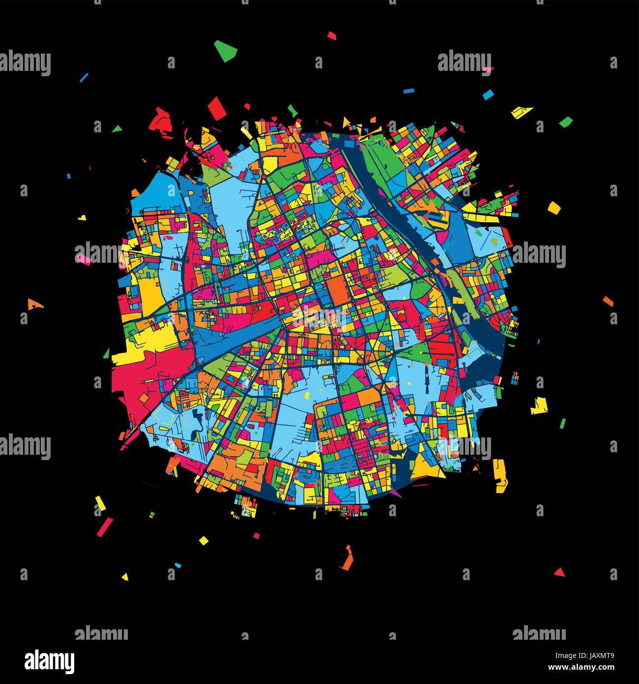 Warsaw, Poland, Colorful Artmap, Vector Map, Local Urban Travel Landmark. Infographic Design Template Stock Vector
