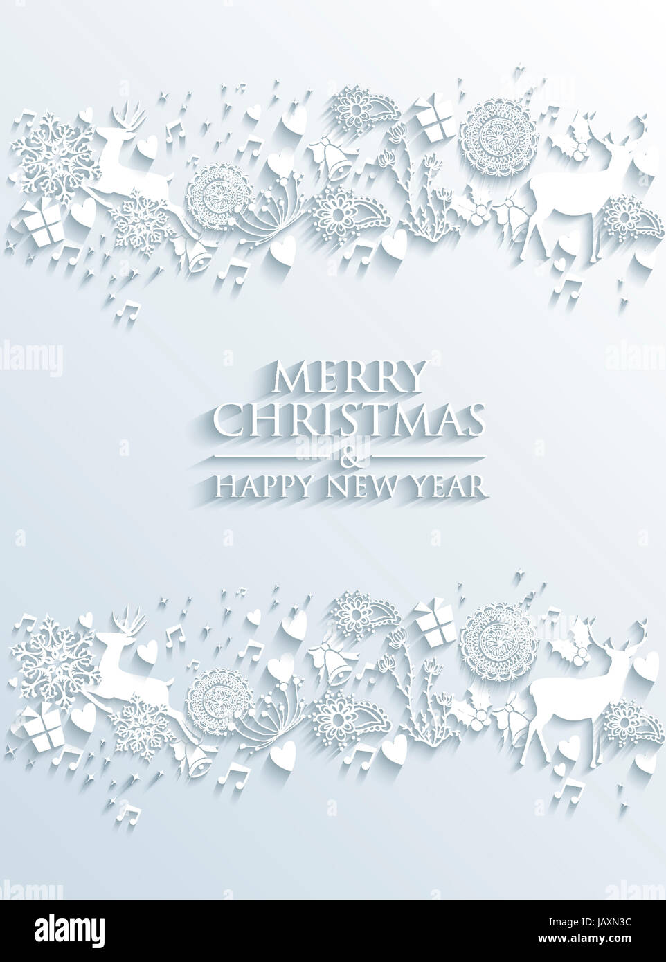 Merry Christmas and Happy new year contemporary 3d white elements ...