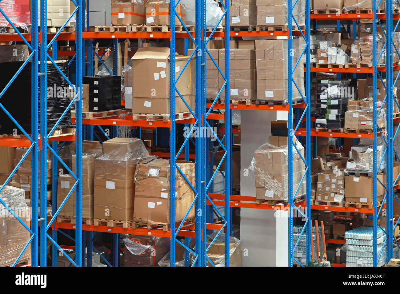 High rack shelving system in distribution warehouse Stock Photo Alamy