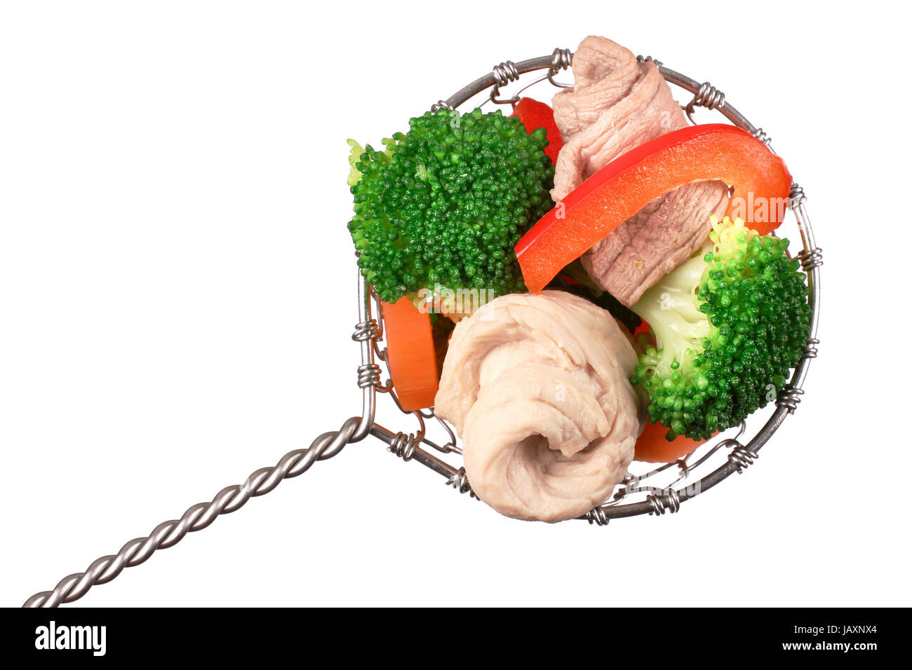 fondue ingredients in colander Stock Photo