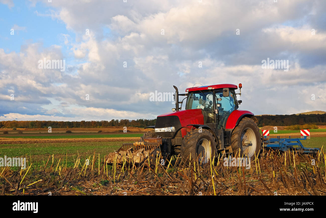 tractor in arable plowing Stock Photo - Alamy