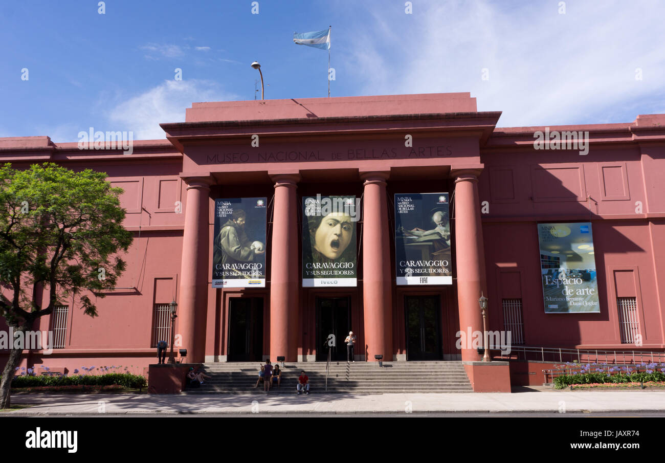 Buenos Aires, December 18, 2012: Visitors at the entrance of the National Museum of Fine Arts (MNBA) in Buenos Aires. Stock Photo