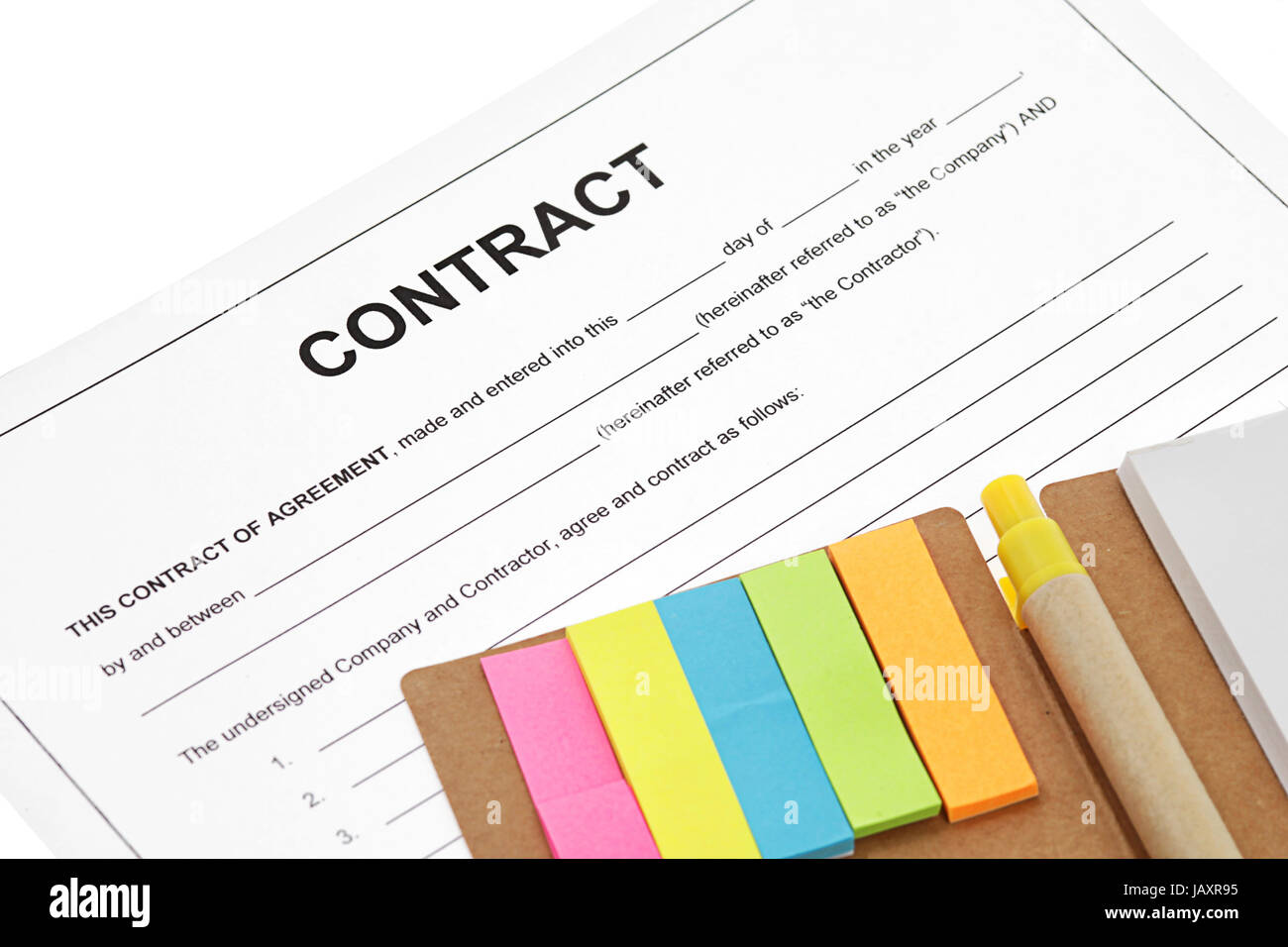 Business contract agreement with sticky note Stock Photo - Alamy