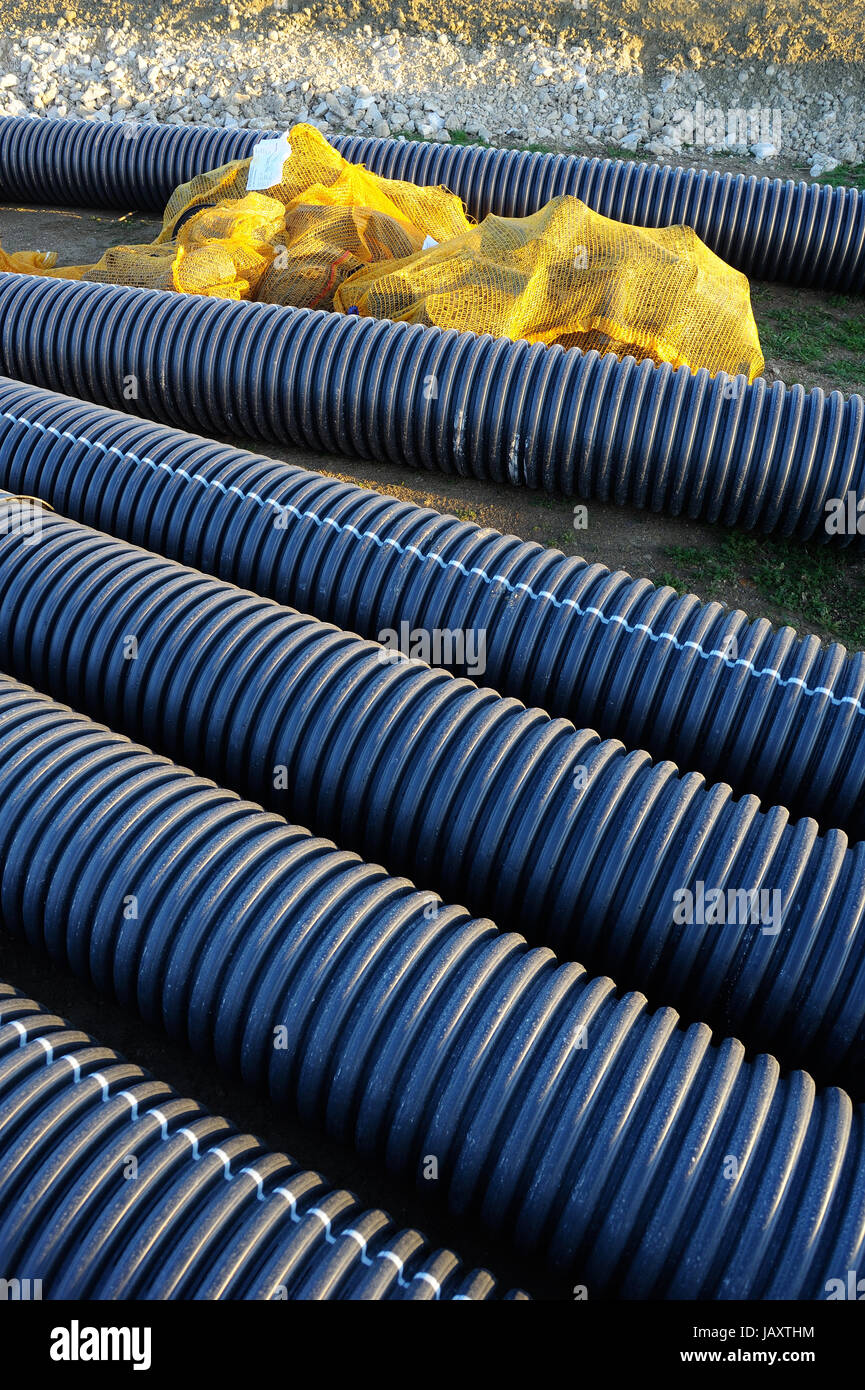 black pipes for rainwater Stock Photo Alamy