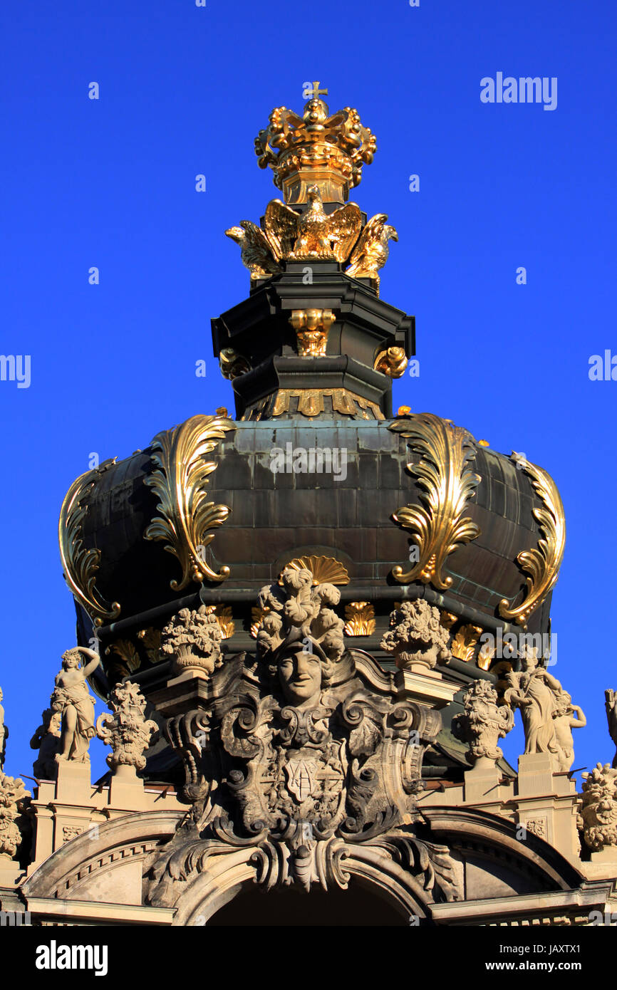 Kronentor am Dresdner Zwinger, Sachsen, Deutschland, Dresden Stock Photo
