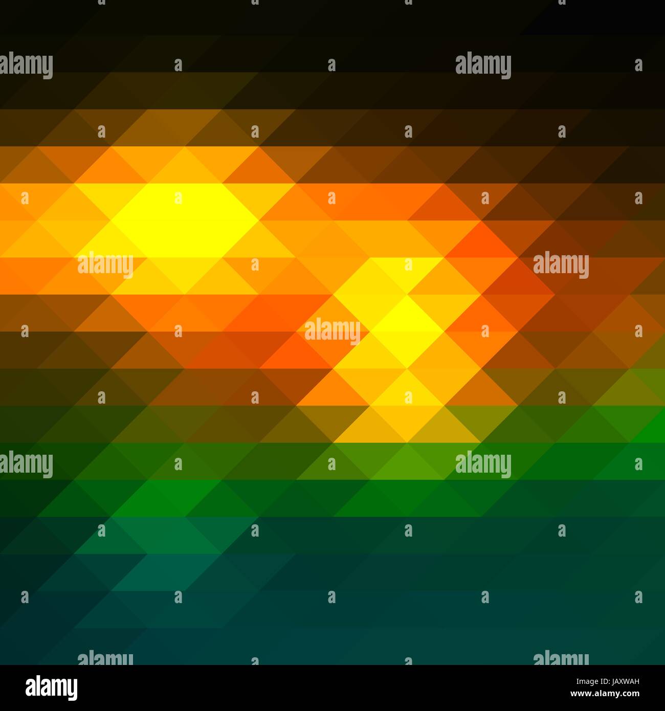 Brown orange green abstract geometric background with rows of triangles