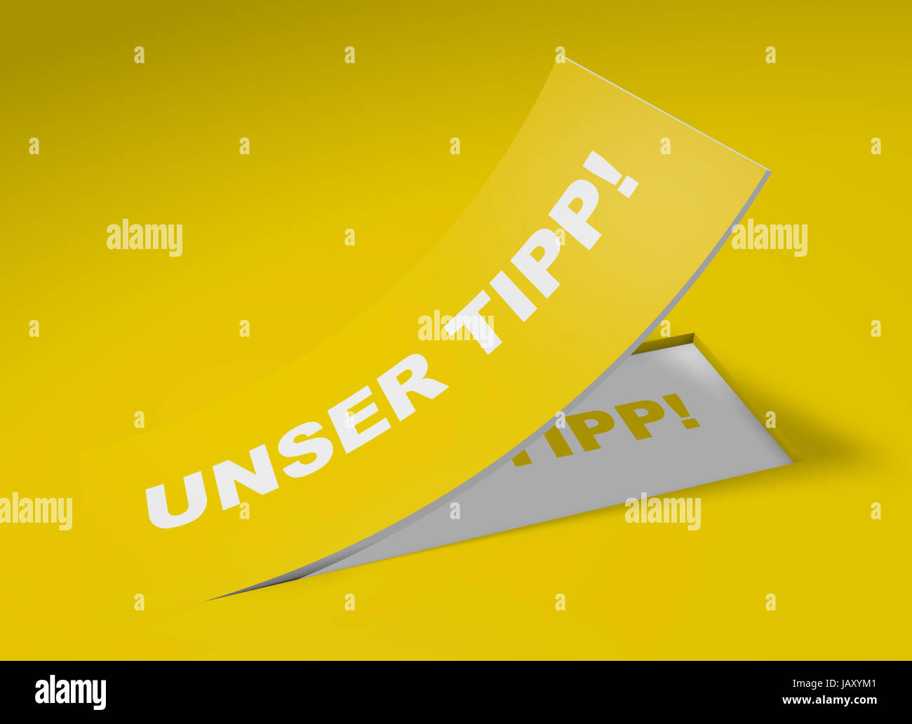 3D Etikett Gelb - Unser Tipp! Stock Photo