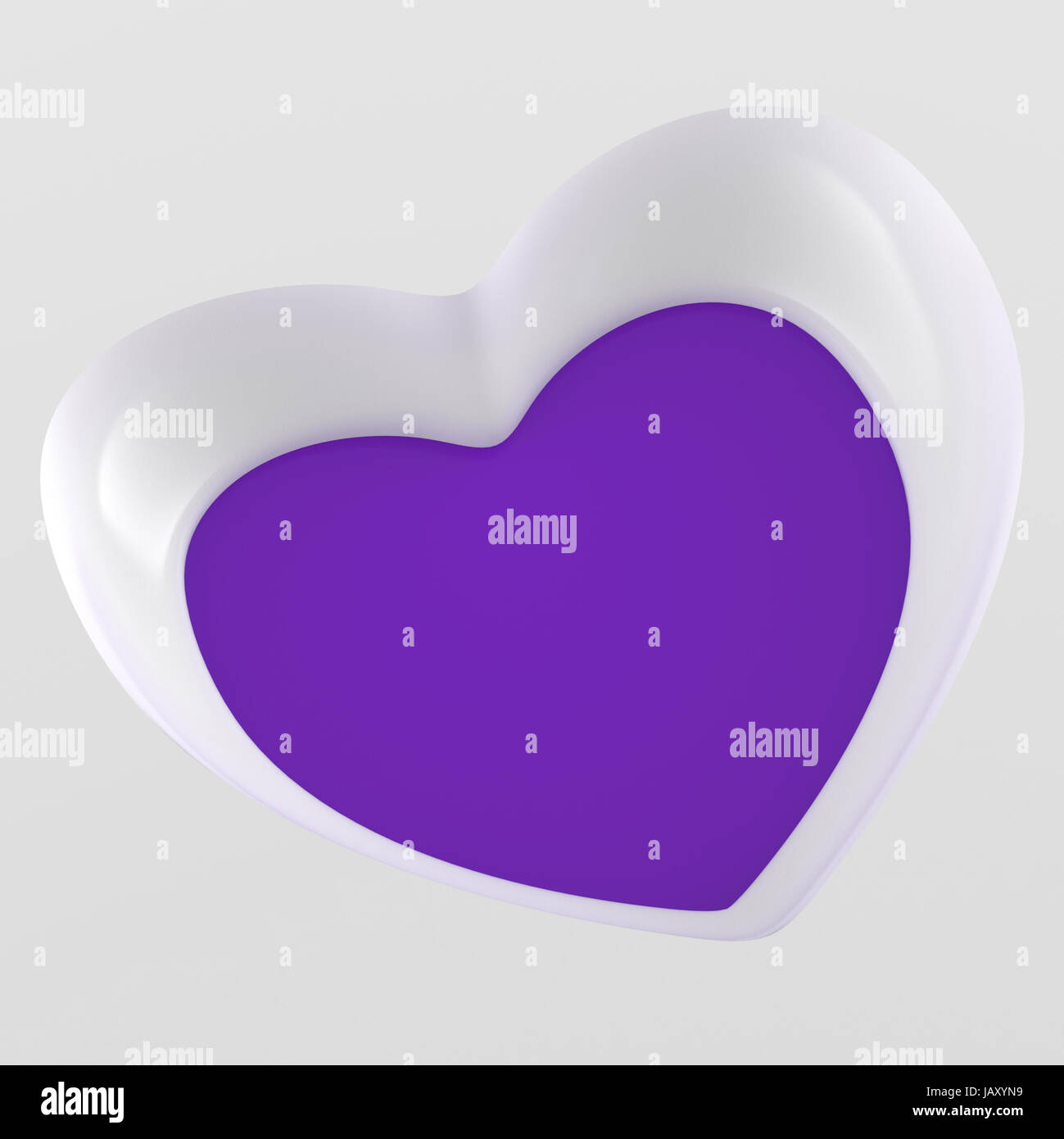 3D Herz Flyer Quadratisch - Weiß Violett Stock Photo