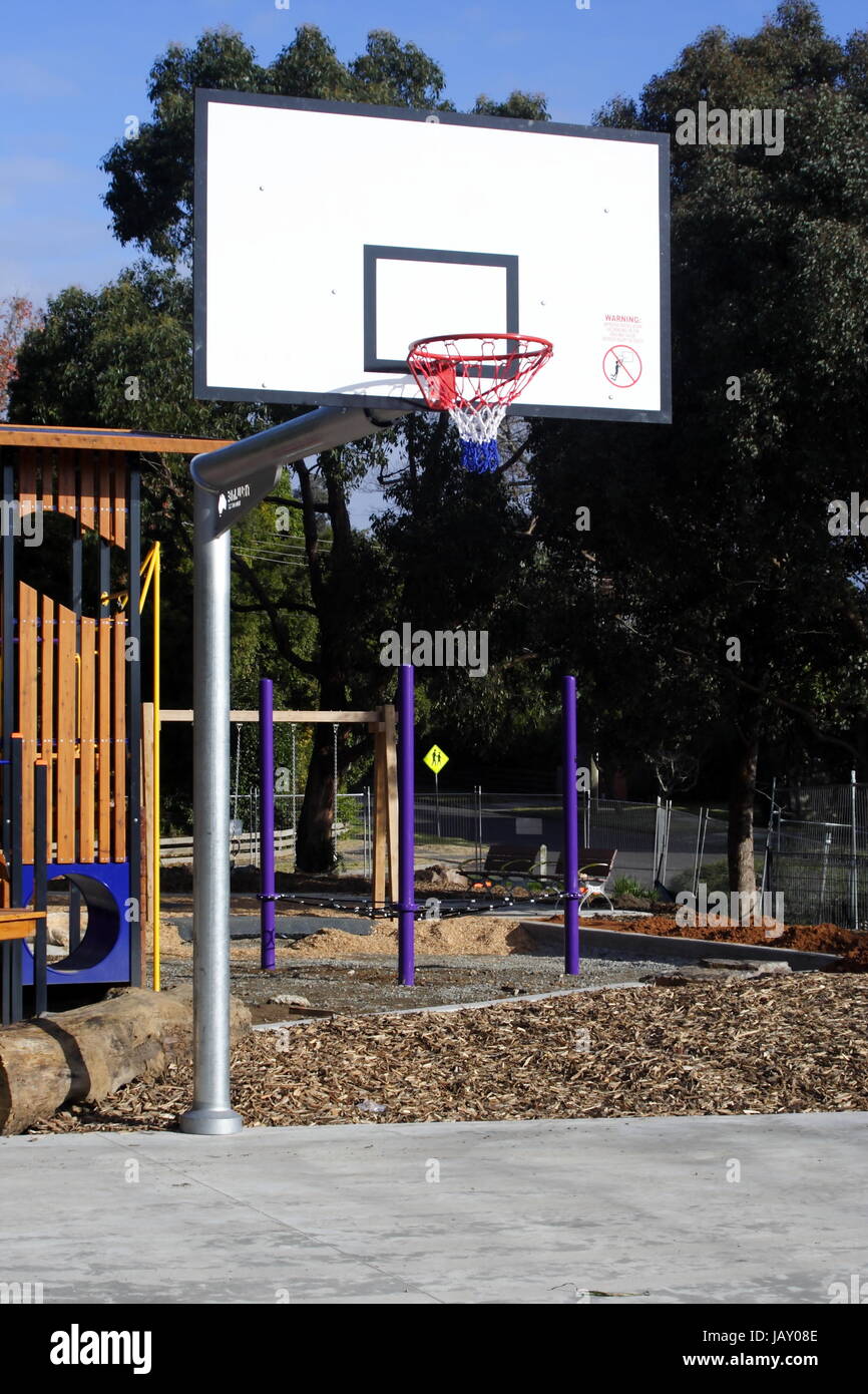 Basketball Ring and Backboard Outdoors Stock Photo