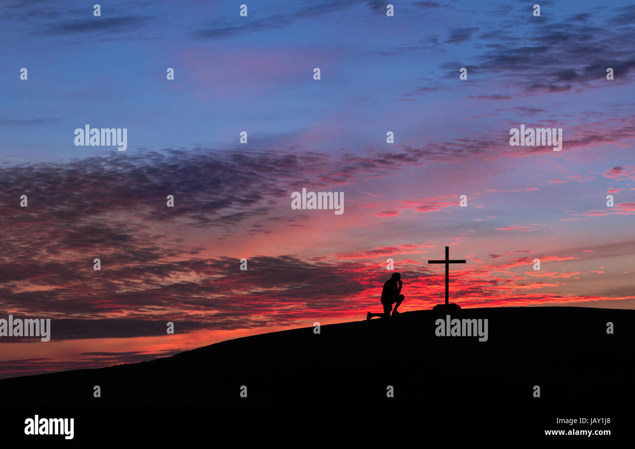 Cross on a hill hi-res stock photography and images - Alamy