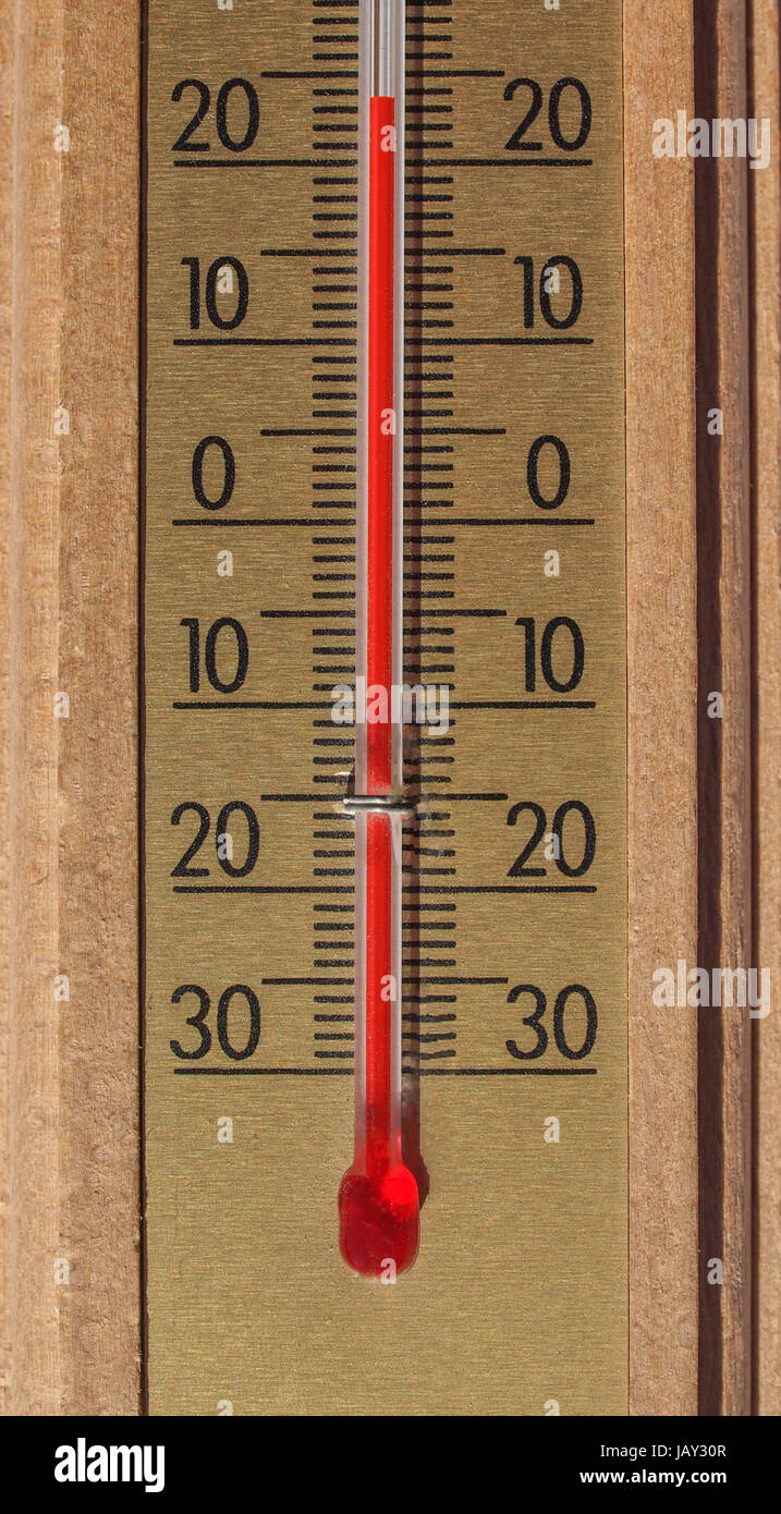Thermometer thermostat instrument to measure air temperature Stock