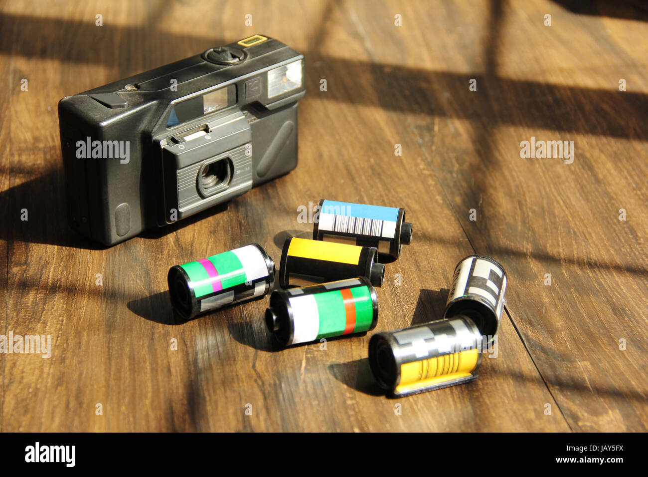 Film camera with camera rolls Stock Photo