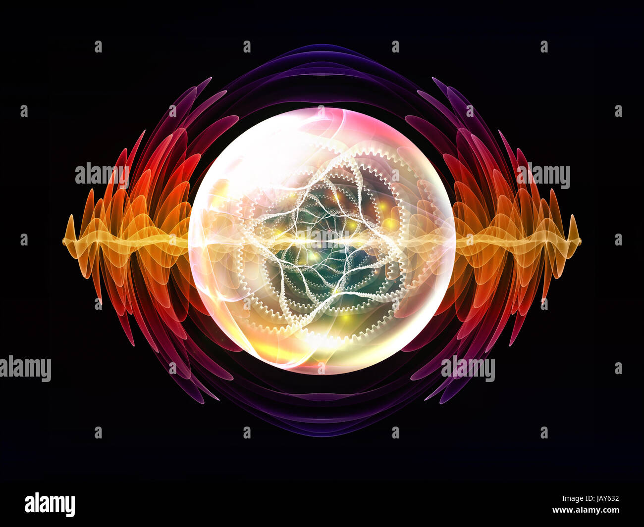 Wave Particle series. Creative arrangement of fractal spherical ...