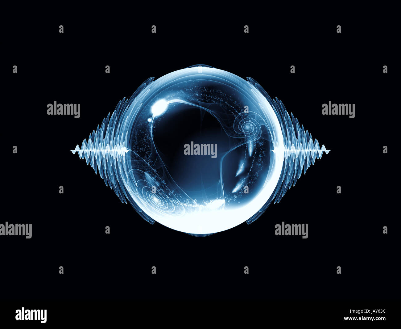 Wave Particle series. Backdrop of fractal spherical patterns and ...