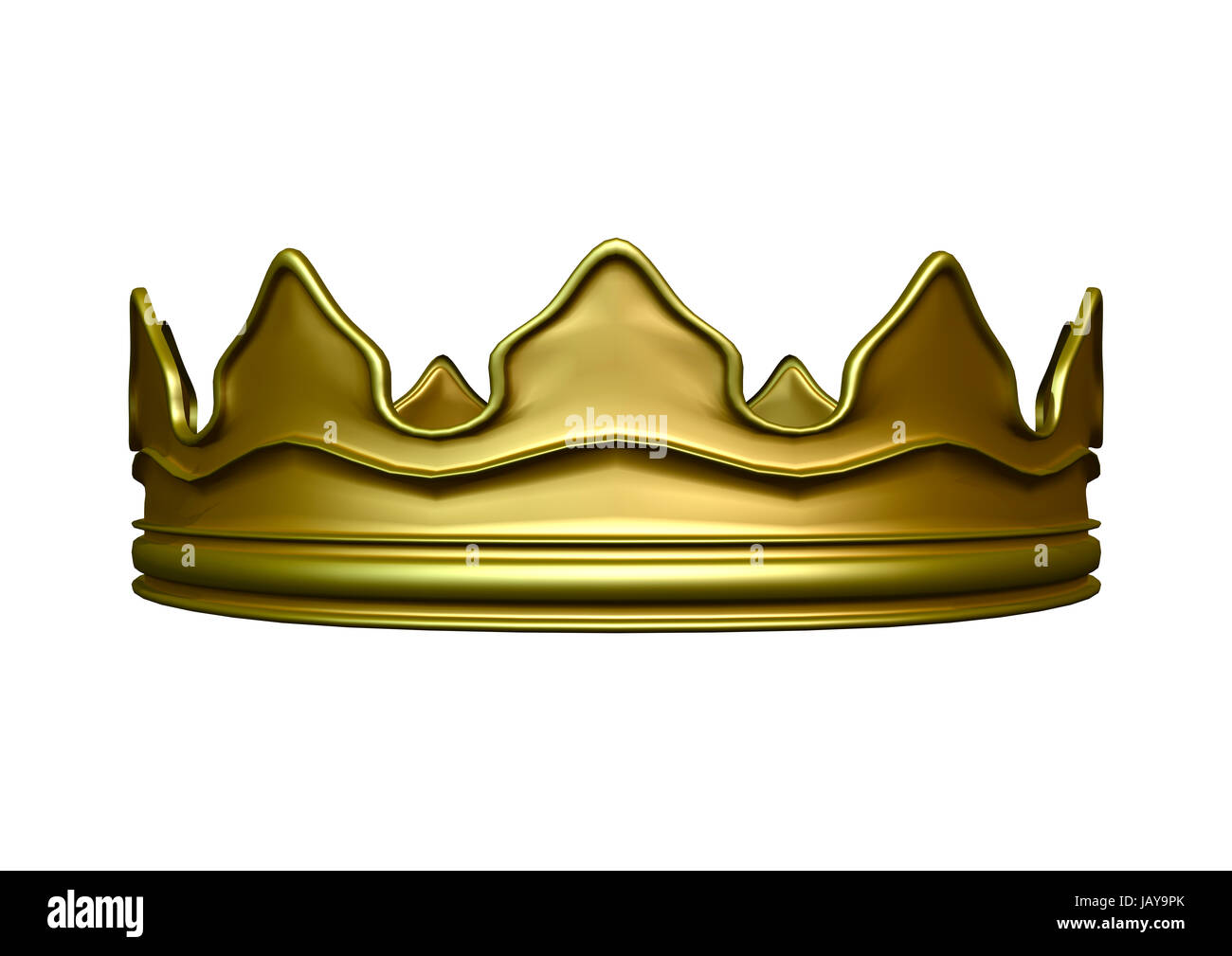 3D digital render of a golden crown isolated on white background Stock Photo