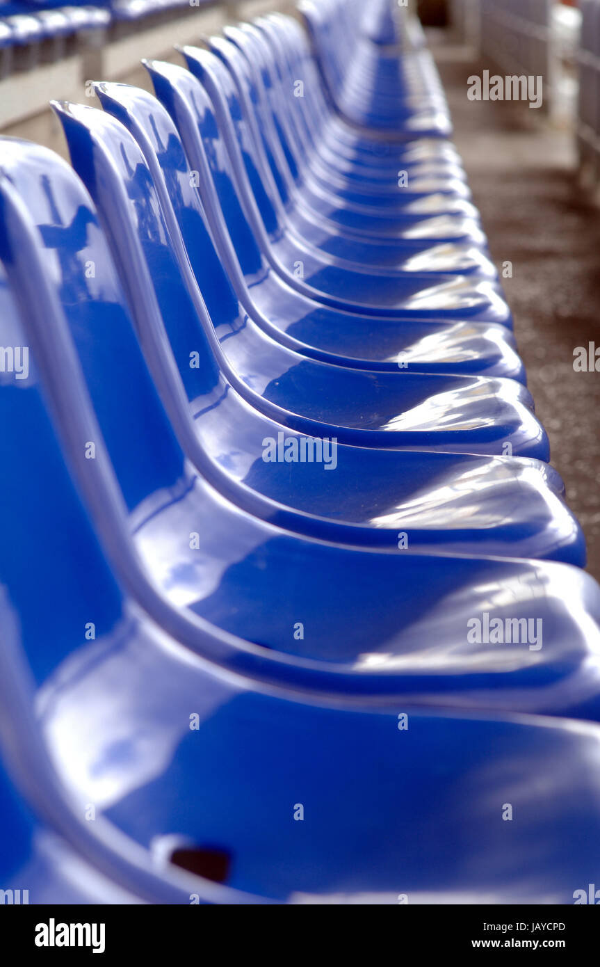 blue seats in a stadium Stock Photo