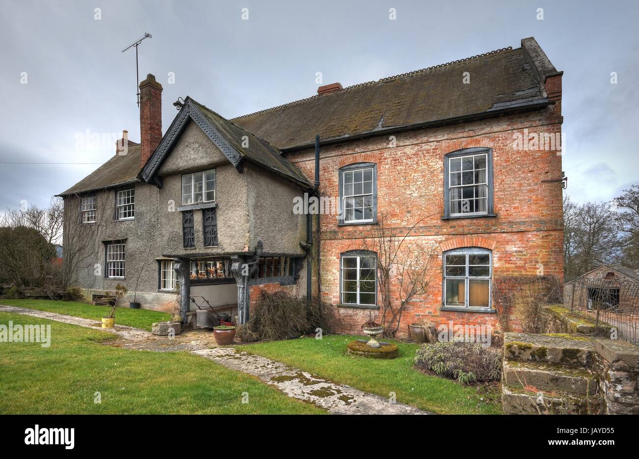Traditional Shropshire farmhouse with original Tudor porch, England