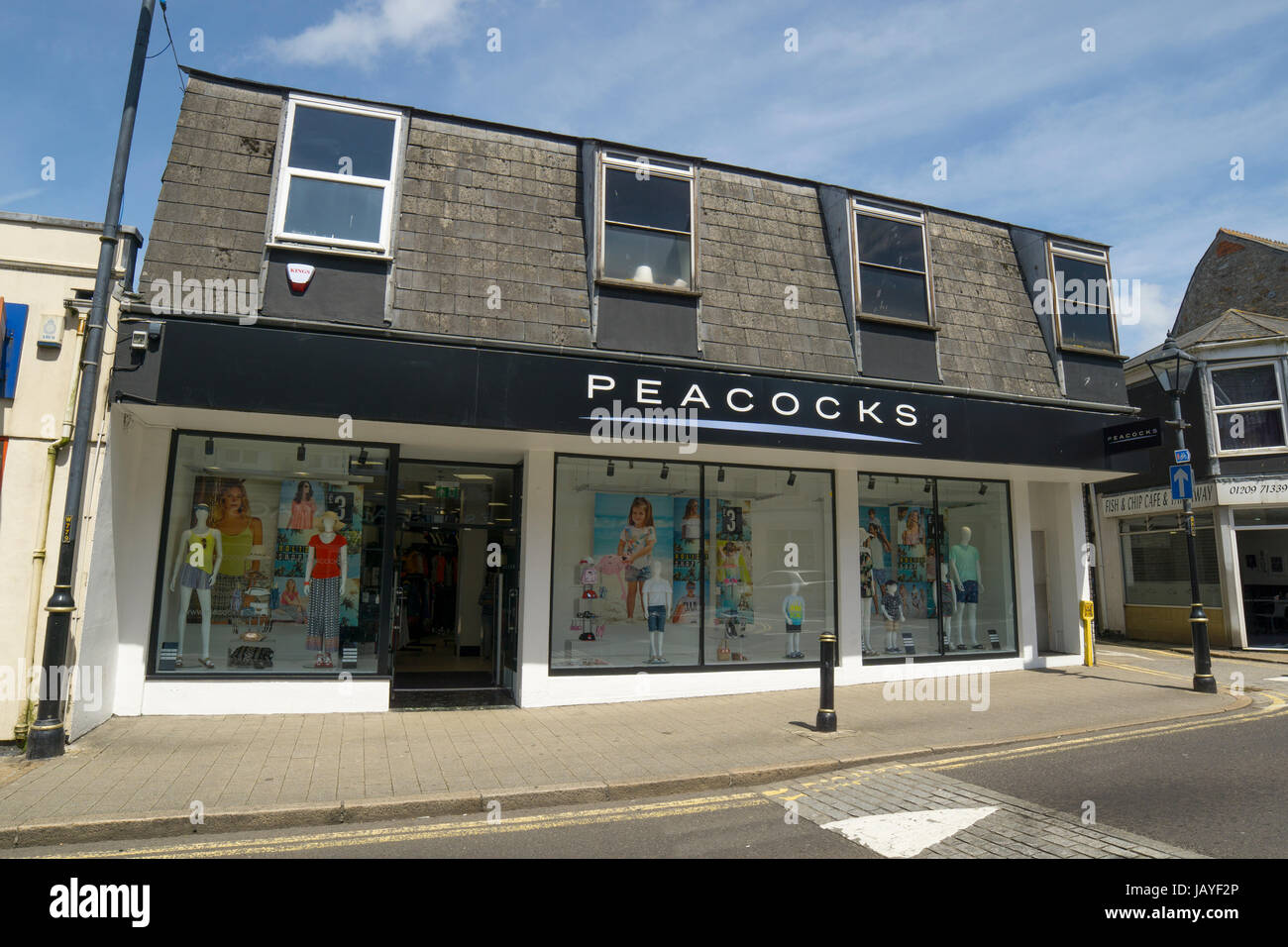 Peacocks store, high street fashion retailer new shop opened in Camborne in 2017, Cornwall England UK. Opened 6th April 2017. Stock Photo