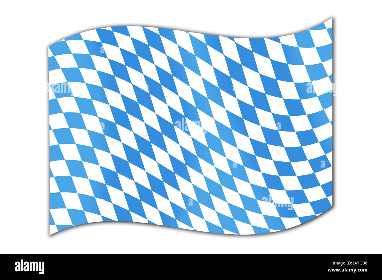 Illsutration der Flagge des Freistaat Bayern freigestellt auf weißem Hintergrund Stock Photo